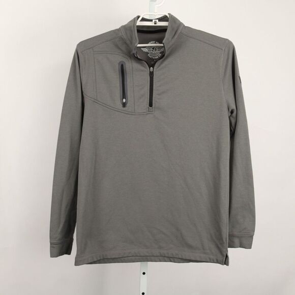 Straight Down Sweater Mens Large Gray 1/4 Zip Pocket Logo * - Picture 2 of 12